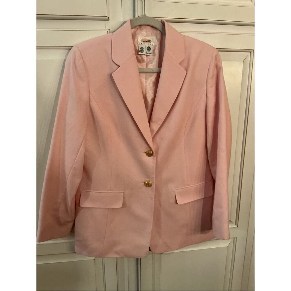 Talbots 100% Wool Blazer Jacket Sz 10 Pink Academia Business